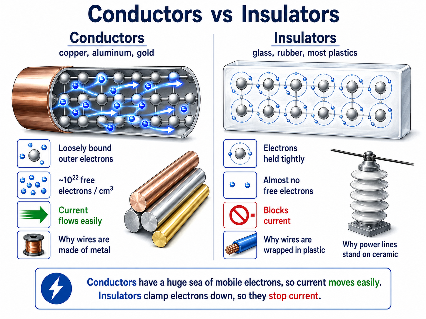 Conductors, insulators